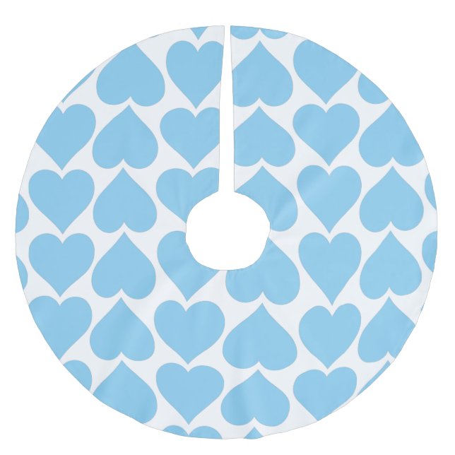 Blue Hearts Pattern, Romantic, Love Brushed Polyester Tree Skirt (Front)