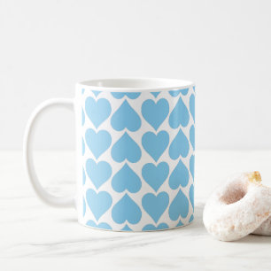 Blue Hearts Pattern, Romantic, Love Coffee Mug