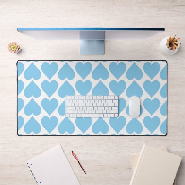 Blue Hearts Pattern, Romantic, Love Desk Mat (Office 1)