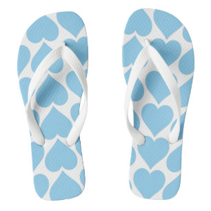 Blue Hearts Pattern, Romantic, Love Flip Flops