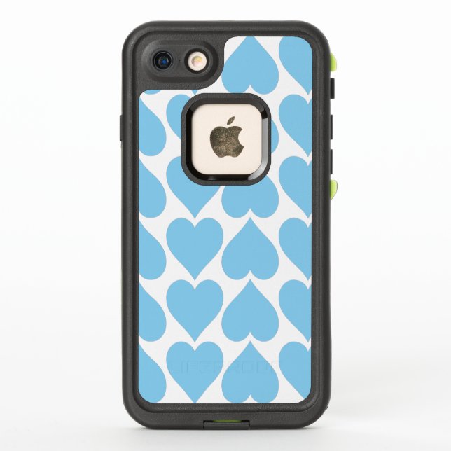 Blue Hearts Pattern, Romantic, Love LifeProof iPhone Case (Back)