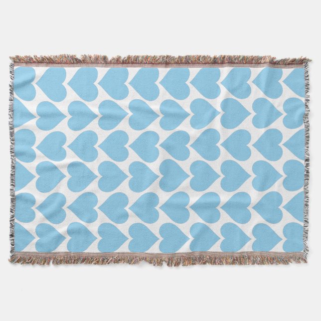 Blue Hearts Pattern, Romantic, Love Throw Blanket (Front)