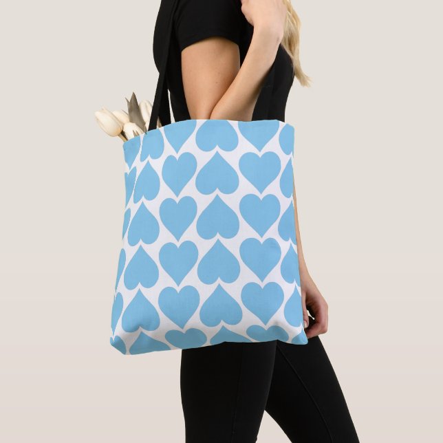 Blue Hearts Pattern, Romantic, Love Tote Bag (Close Up)