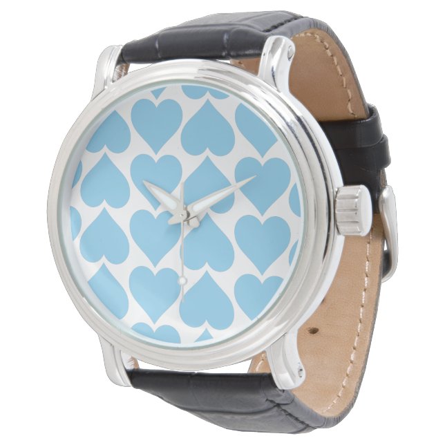 Blue Hearts Pattern, Romantic, Love Watch (Angled)