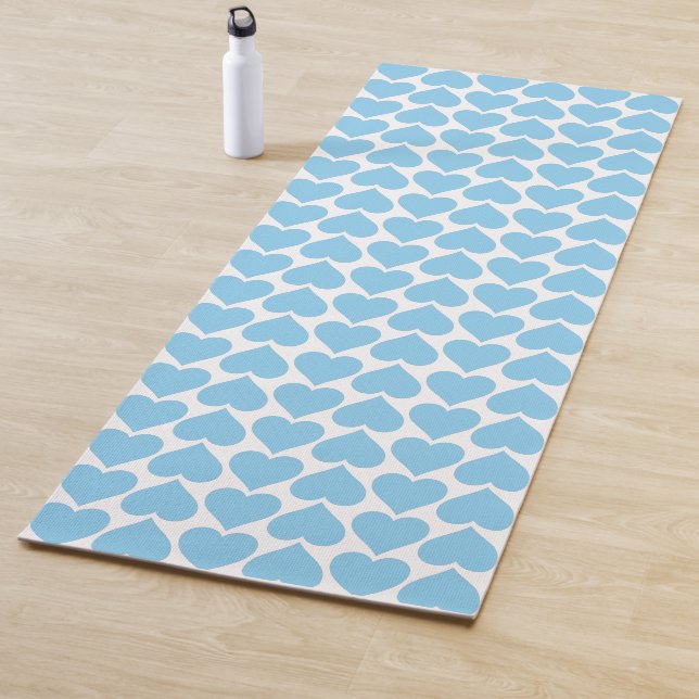 Blue Hearts Pattern, Romantic, Love Yoga Mat (In Situ)