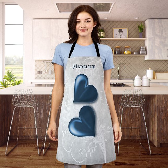Blue Hearts Personalised Apron (Blue Hearts Personalized Apron)