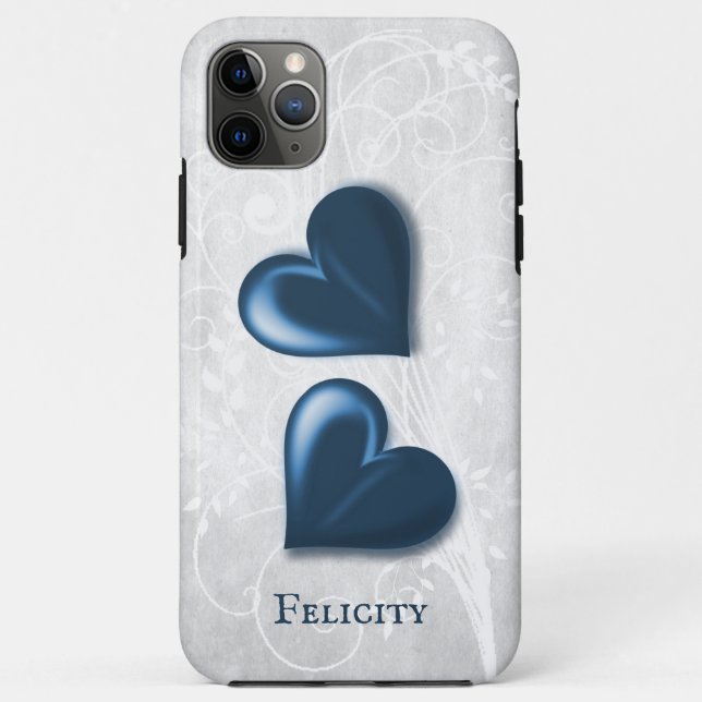 Blue Hearts Personalised Case-Mate iPhone Case (Back)