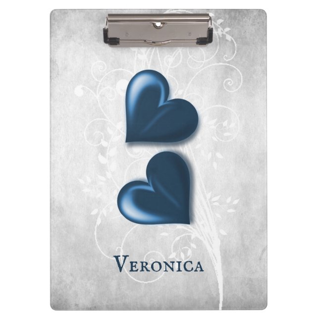 Blue Hearts Personalised Clipboard (Front)
