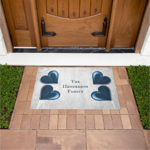 Blue Hearts Personalised Doormat