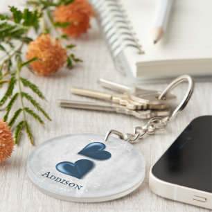 Blue Hearts Personalised Keychain