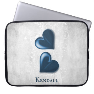 Blue Hearts Personalised Laptop Sleeve