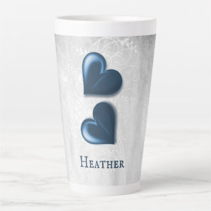 Blue Hearts Personalised Latte Mug