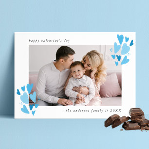 Blue Hearts Photo Valentine's Day Holiday Card
