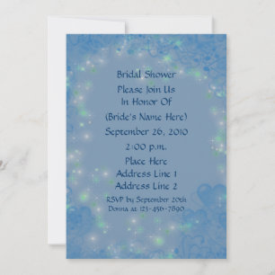 Blue Hearts Sparkly Lights Bridal Shower Invite
