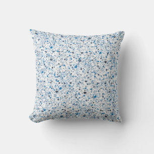 Blue Hearts Splatter Paint, Speckled Cushion