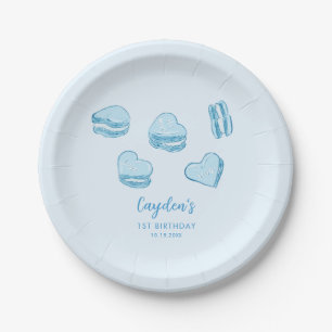 Blue Hearts Sweet Valentine Birthday Party Paper Plate