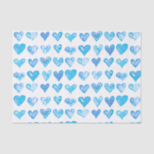 Blue Hearts Tissue Paper