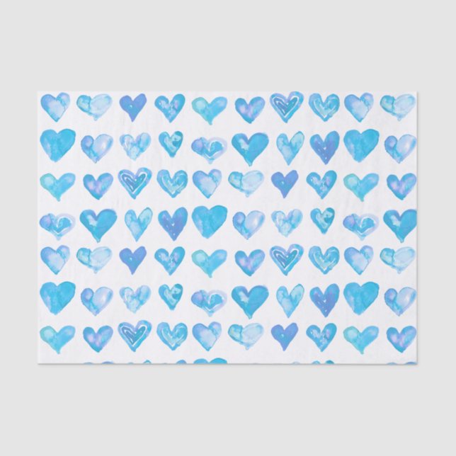 Blue Hearts Tissue Paper (Front)