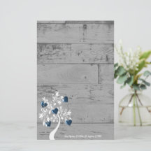 Blue Hearts Tree Personalised Stationery