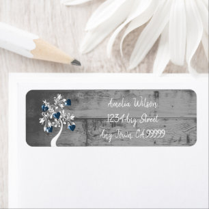 Blue Hearts Tree Return Address Label