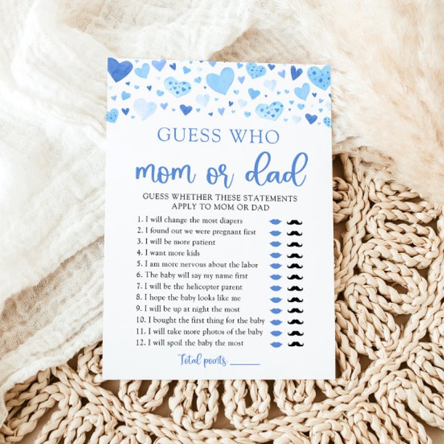 Blue Hearts Valentine Guess Who Mum or Dad Game Invitation (Creator Uploaded)