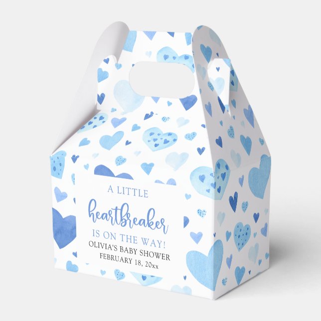 Blue Hearts Valentine Heartbreaker Baby Shower Favour Box (Front Side)