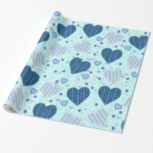 Blue Hearts Valentine or Wedding Gift Wrap