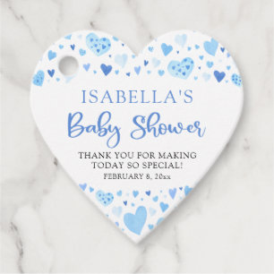Blue Hearts Valentine Sweetheart Baby Shower Favour Tags