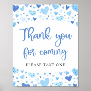 Blue Hearts Valentine Thank You For Coming sign