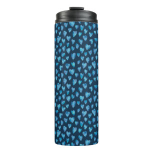 Blue Hearts Watercolor pattern Thermal Tumbler