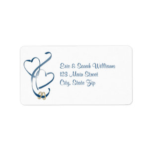 Blue Hearts Wedding Address Labels