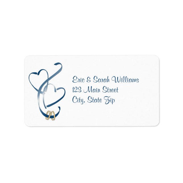 Blue Hearts Wedding Address Labels (Front)