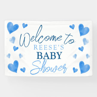 Blue Hearts Winter Baby Shower Welcome Banner