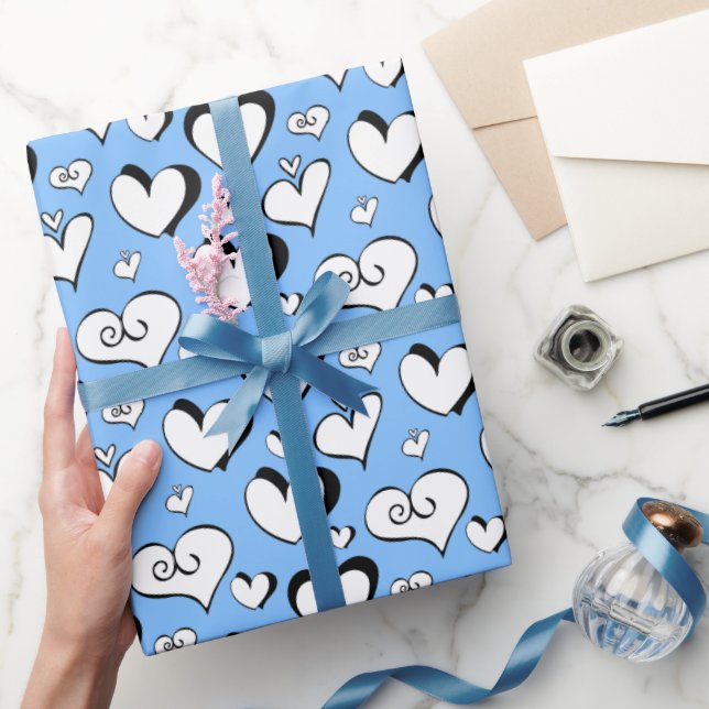 Blue Hearts Wrapping Paper (Gifting)