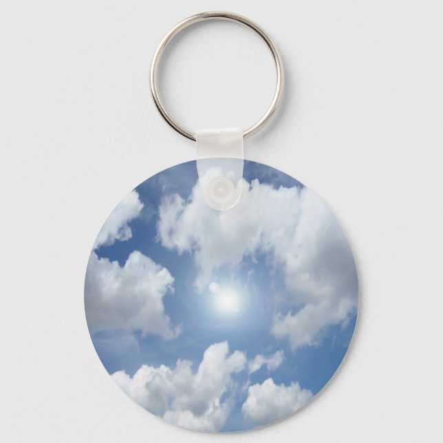 Blue Heaven Clouds + your ideas Key Ring (Front)