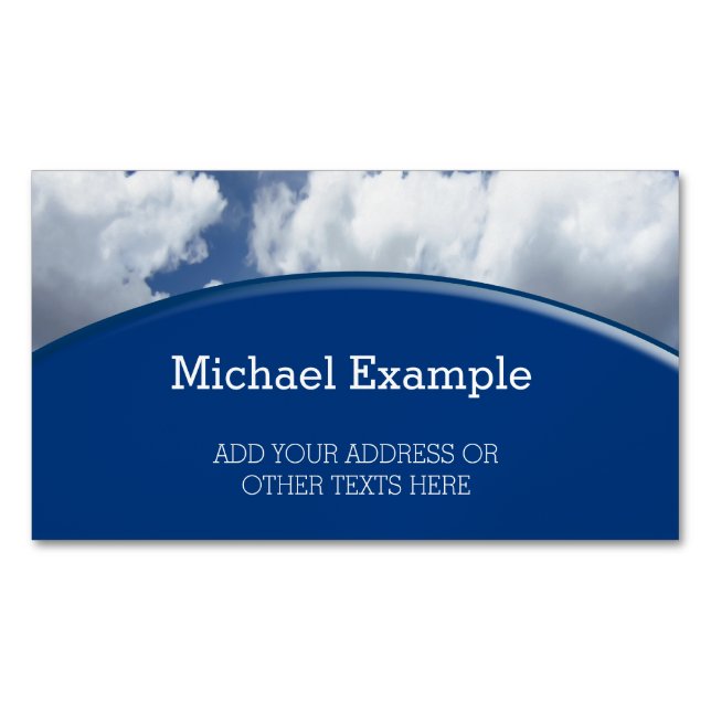 Blue Heaven Clouds + your text & ideas Magnetic Business Card (Front)