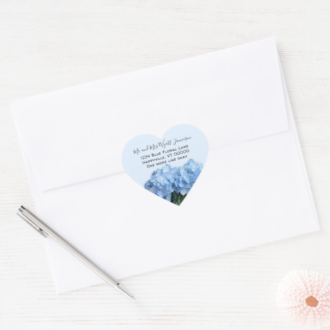 Blue Heaven Floral Heart Shaped Address Seals (Envelope)