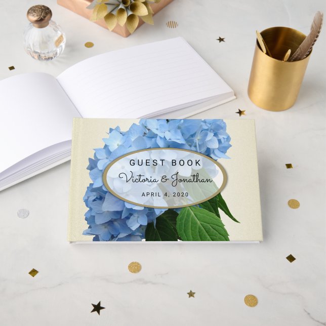 Blue Heaven Floral Wedding Guest Book (Front Open)
