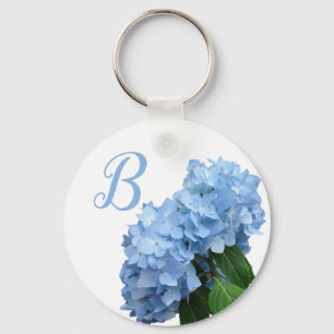 Blue Heaven Hydrangea Monogram Initial Keychain