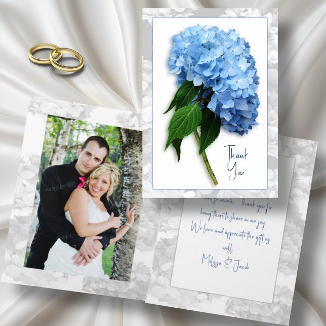 Blue Heaven Hydrangea on Stem Thank You Note Card (Creator Uploaded)