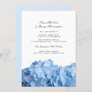 Blue Heaven Hydrangea Simple Wedding Invitation