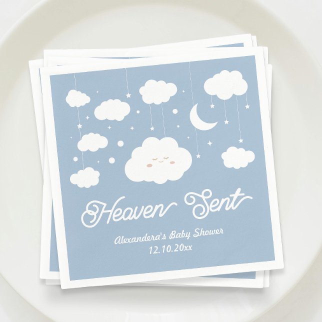 Blue Heaven sent baby shower Napkin (Creator Uploaded)