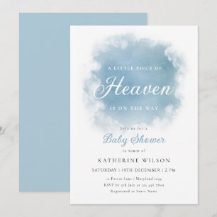 Blue Heaven Sent Cloud Baby Shower Invitation