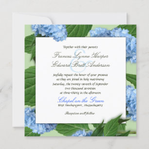 Blue Heaven Square Hydrangea Wedding Invitations