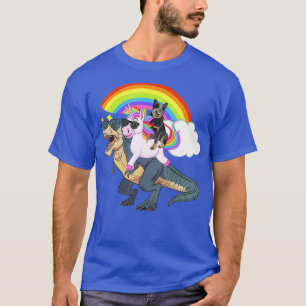 Blue Heeler And Unicorn Ride Dinosaur Like Boss T-Shirt