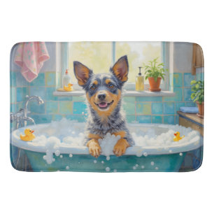 Blue Heeler Bath Time Cheerful Bathroom Decor Mat