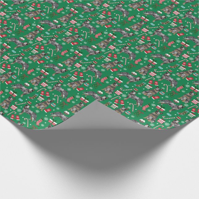 Blue Heeler Christmas Dog Wrapping Paper (Corner)