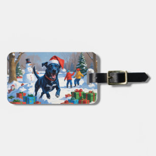 Blue Heeler Christmas Festive Snow Scene Luggage Tag