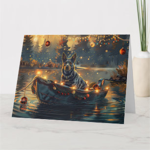 Blue Heeler Christmas Festive Voyage Card