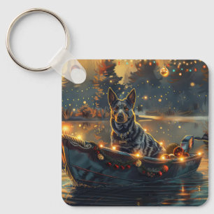 Blue Heeler Christmas Festive Voyage Key Ring